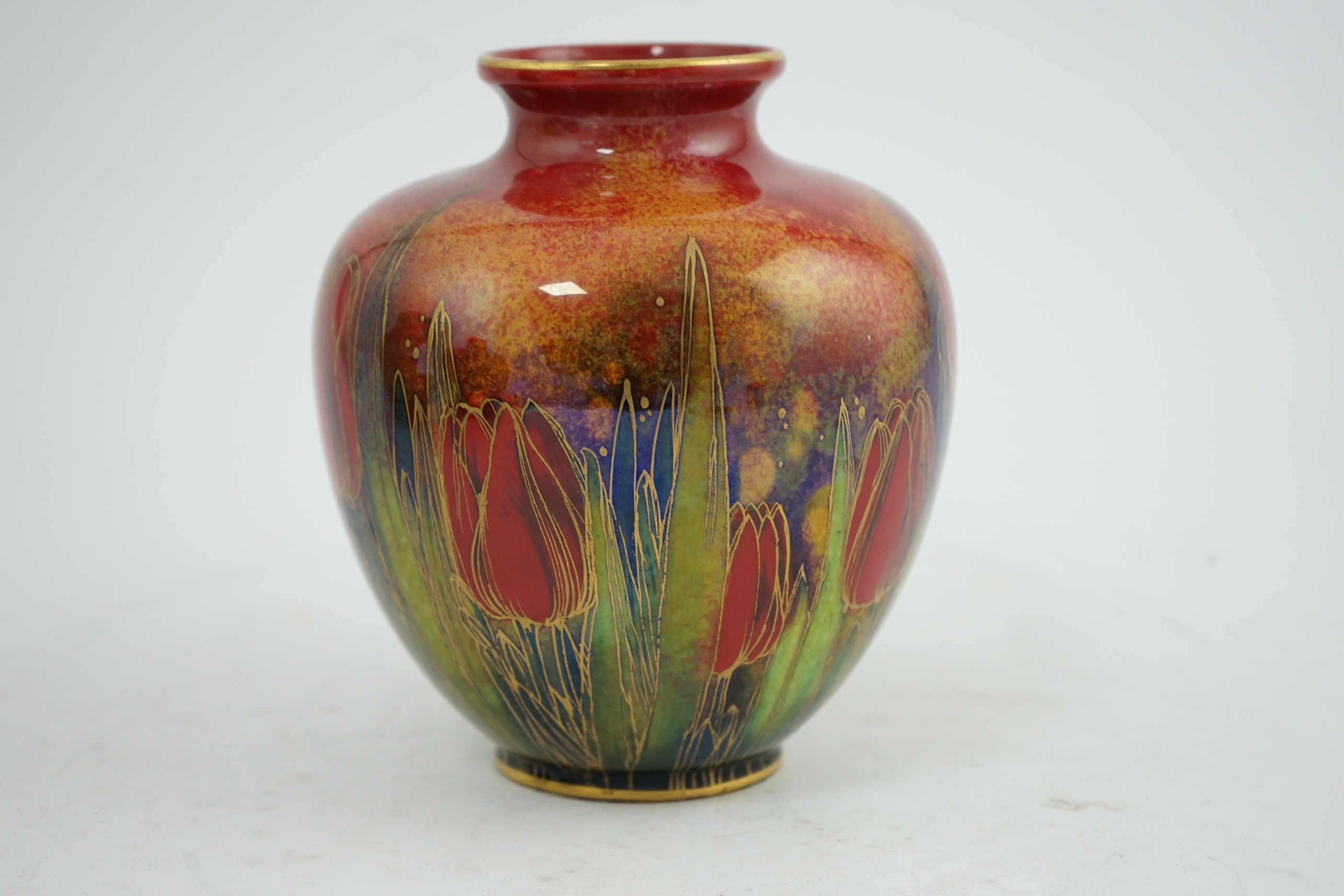 A Royal Doulton ‘tulip’ flambé ovoid vase, by Harry Nixon, 1930s